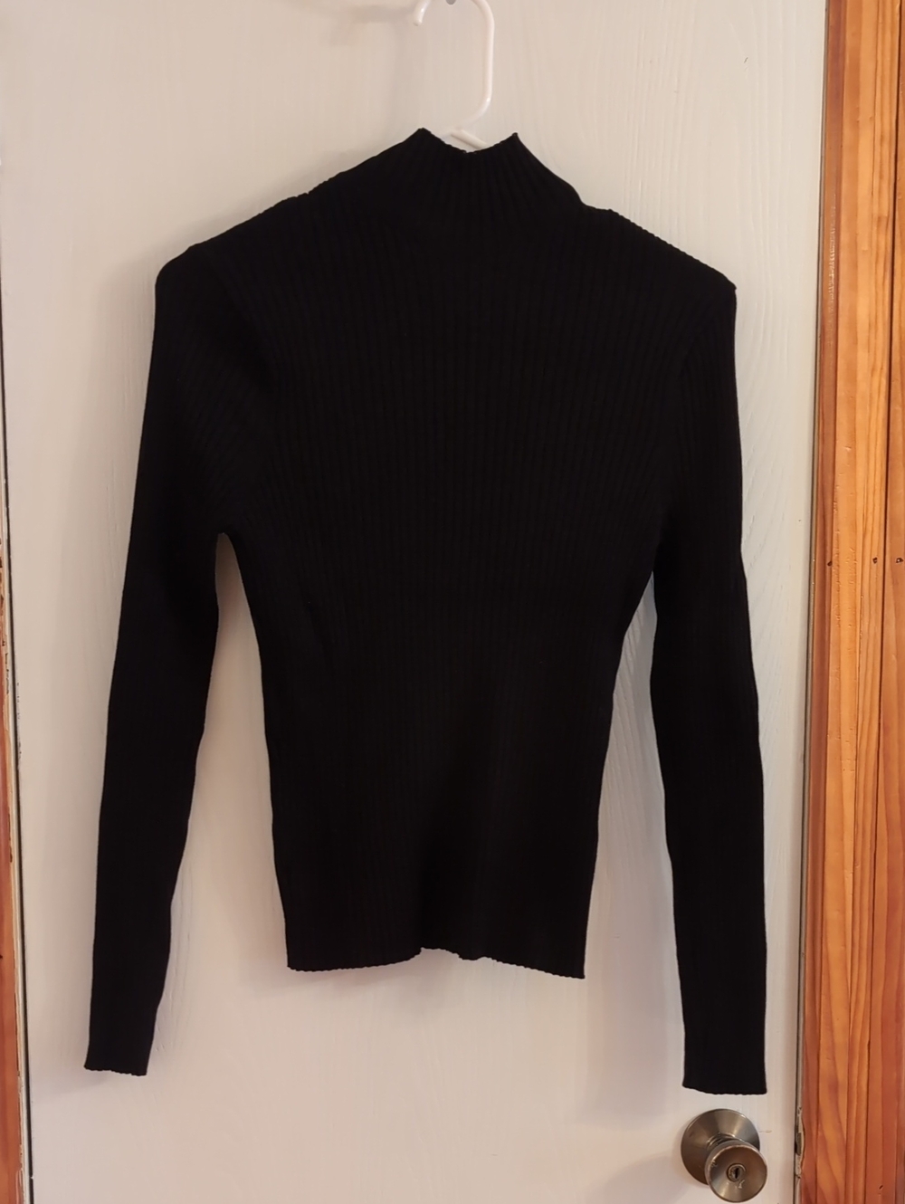 Zara Black Ribbed Mock Neck Knit Top